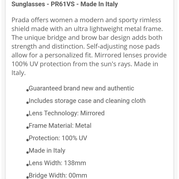 Prada Catwalk Rimless PR61VS Sunglasses main image 11